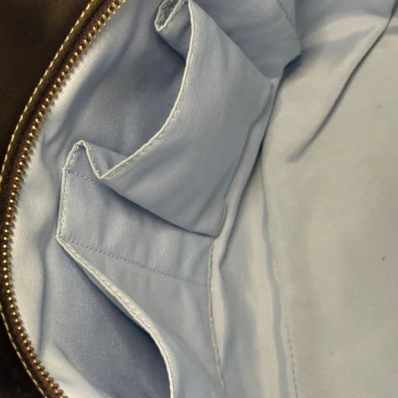 Coach Brown and Blue Satin Tote Bag - Picture 3 of 11